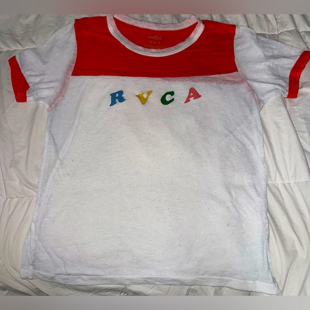 RVCA ringer retro orange and white tee